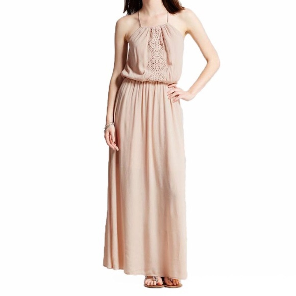 Pink crochet maxi dress
